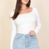 Square Neck Long Sleeve Top – Fitted Stretch