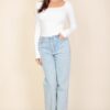 Square Neck Long Sleeve Top – Fitted Stretch