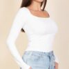 Square Neck Long Sleeve Top – Fitted Stretch
