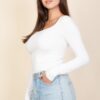 Square Neck Long Sleeve Top – Fitted Stretch