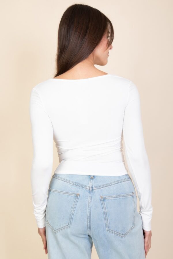 Square Neck Long Sleeve Top – Fitted Stretch