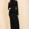 Mock Neck Bell-Sleeve Crop Top and Maxi Skirt Set