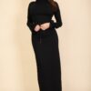 Mock Neck Bell-Sleeve Crop Top and Maxi Skirt Set