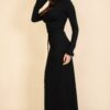 Mock Neck Bell-Sleeve Crop Top and Maxi Skirt Set