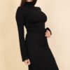 Mock Neck Bell-Sleeve Crop Top and Maxi Skirt Set