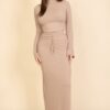 Mock Neck Bell-Sleeve Crop Top and Maxi Skirt Set