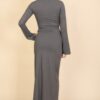 Mock Neck Bell-Sleeve Crop Top and Maxi Skirt Set