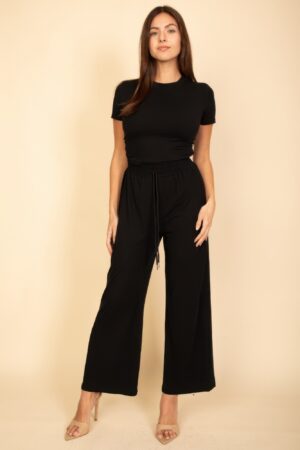 Relaxed Fit Top & High-Waist Wide-Leg Pants Set