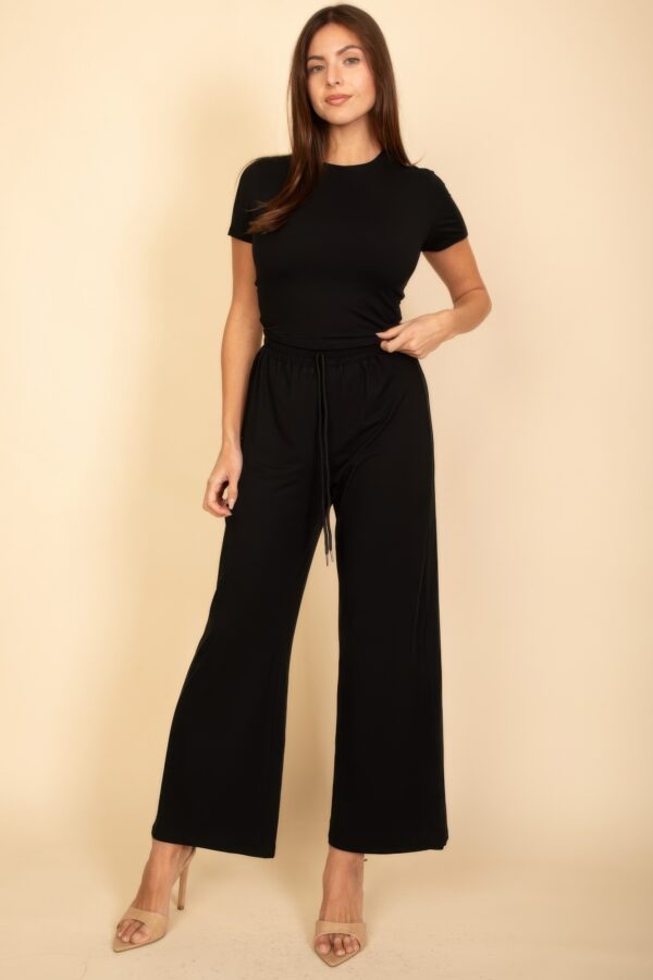 Relaxed Fit Top & High-Waist Wide-Leg Pants Set