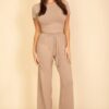 Relaxed Fit Top & High-Waist Wide-Leg Pants Set