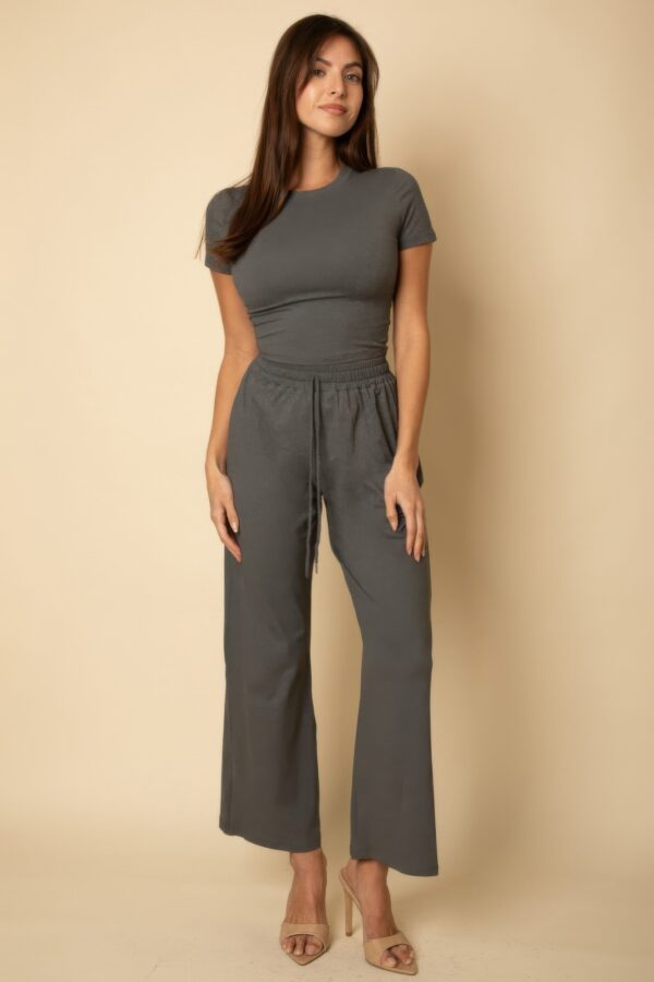 Relaxed Fit Top & High-Waist Wide-Leg Pants Set
