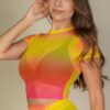 Sheer Mesh Short-Sleeve Crop Top – Lightweight