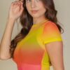 Sheer Mesh Short-Sleeve Crop Top – Lightweight