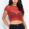 Sheer Mesh Short-Sleeve Crop Top – Lightweight