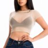 Sheer Mesh Short-Sleeve Crop Top – Lightweight