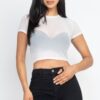 Sheer Mesh Short-Sleeve Crop Top – Lightweight