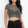 Sheer Mesh Short-Sleeve Crop Top – Lightweight