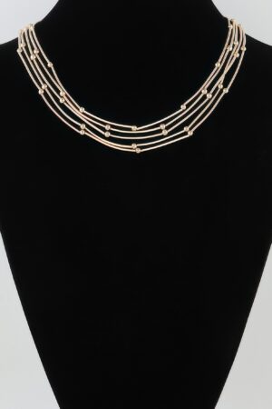 Multi Pillar Beaded Necklace – Metal Accents in Gold or Silver
