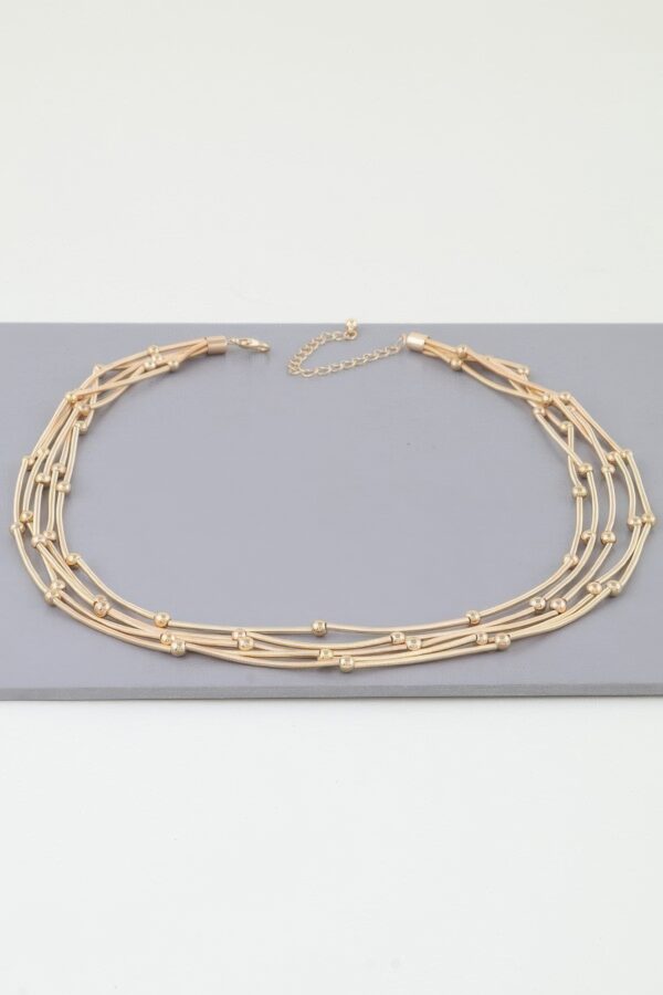 Multi Pillar Beaded Necklace – Metal Accents in Gold or Silver