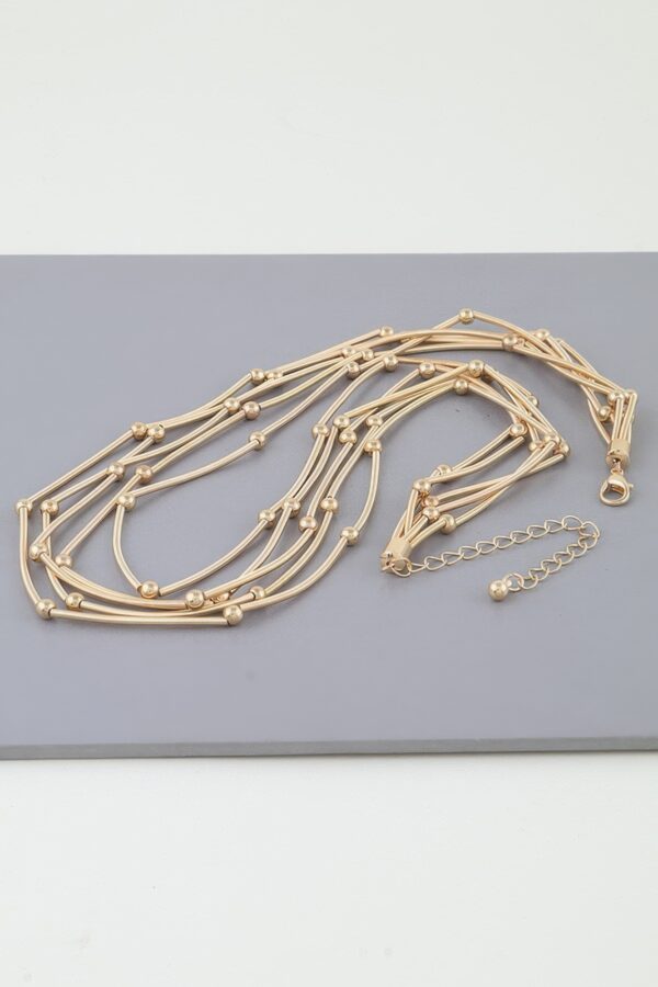 Multi Pillar Beaded Necklace – Metal Accents in Gold or Silver