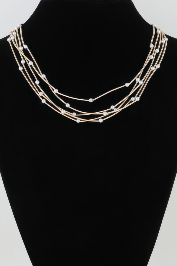 Multi Pillar Beaded Necklace – Metal Accents in Gold or Silver