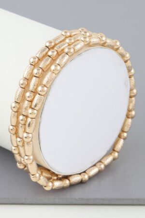 Triple Pillar Stone Beaded Bracelet – Gold, Silver