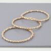 Triple Pillar Stone Beaded Bracelet – Gold, Silver