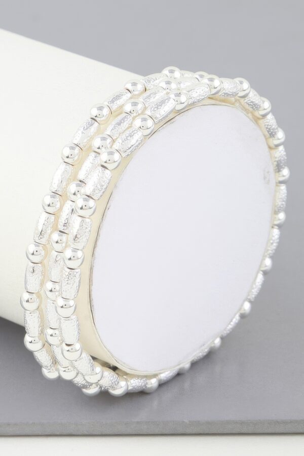 Triple Pillar Stone Beaded Bracelet – Gold, Silver