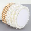 Multi Stone Beaded Bracelet – Gold Cream, Silver Cream