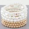 Multi Stone Beaded Bracelet – Gold Cream, Silver Cream
