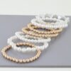 Multi Stone Beaded Bracelet – Gold Cream, Silver Cream