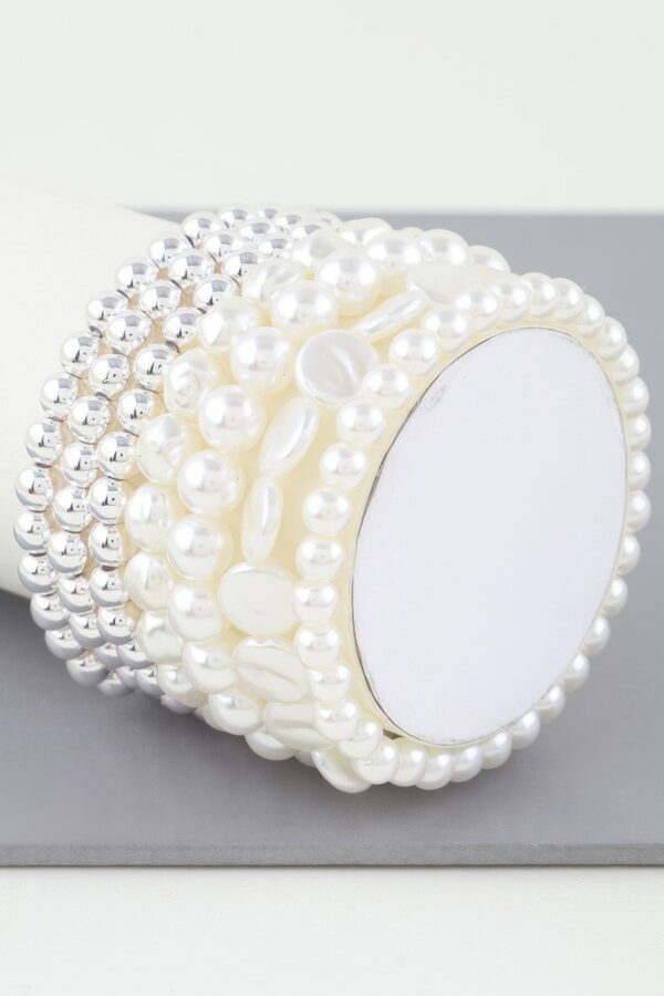 Multi Stone Beaded Bracelet – Gold Cream, Silver Cream