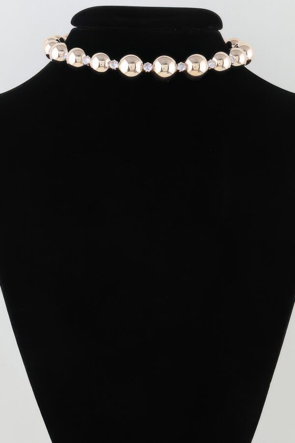 Rhinestone Beaded Choker Necklace – Gold & Silver