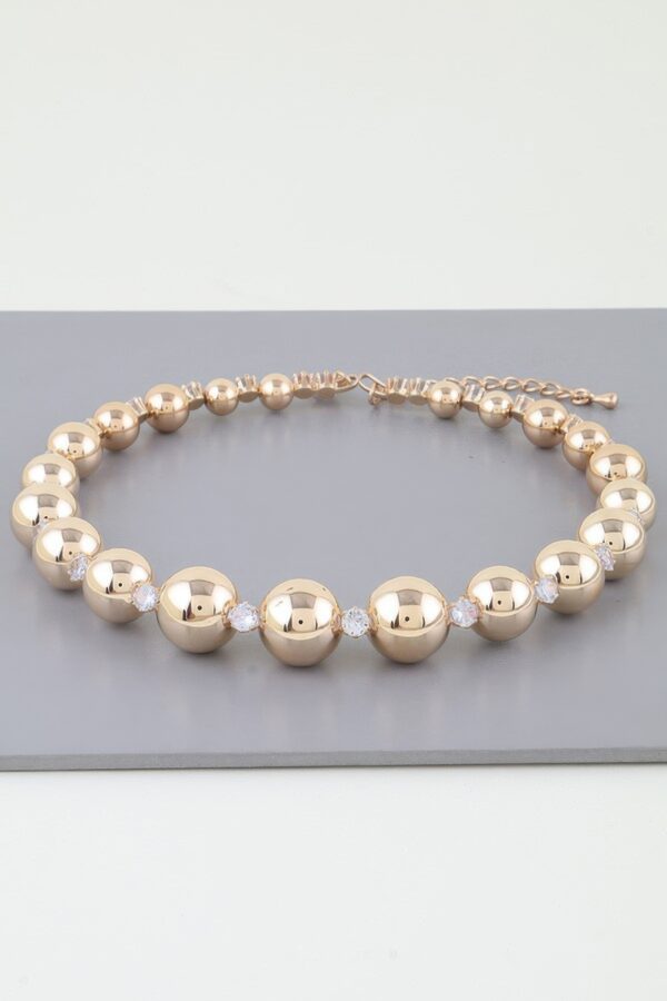 Rhinestone Beaded Choker Necklace – Gold & Silver