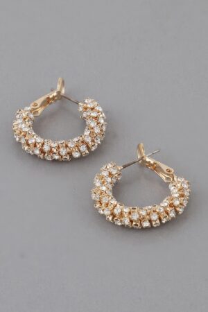 Petite Bejeweled Hoop Earrings – Clear Rhinestone Accent