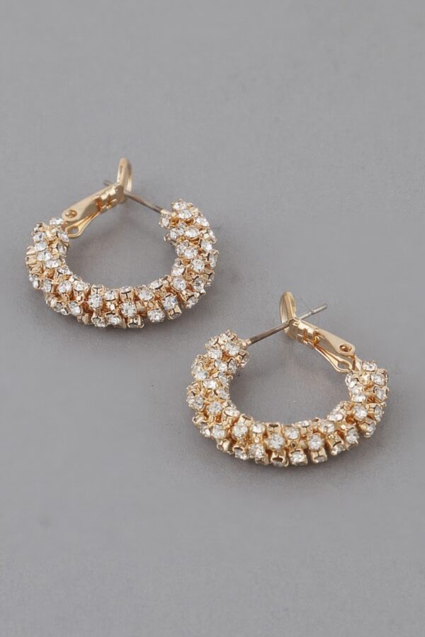 Petite Bejeweled Hoop Earrings – Clear Rhinestone Accent