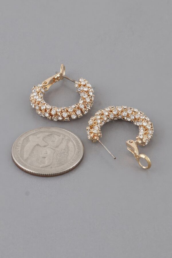 Petite Bejeweled Hoop Earrings – Clear Rhinestone Accent
