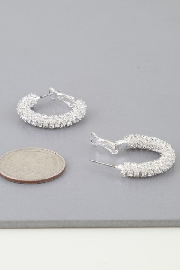 Petite Bejeweled Hoop Earrings – Clear Rhinestone Accent