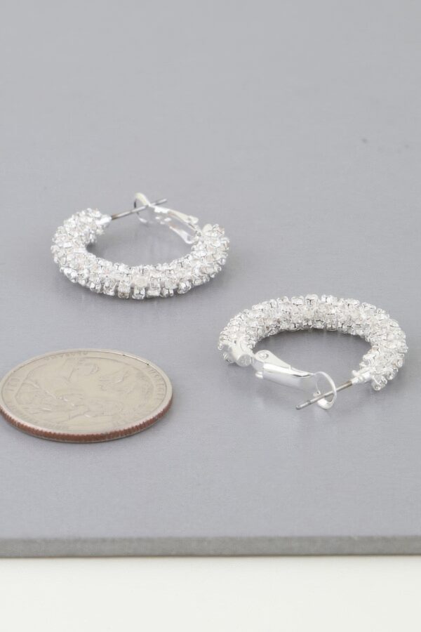 Petite Bejeweled Hoop Earrings – Clear Rhinestone Accent