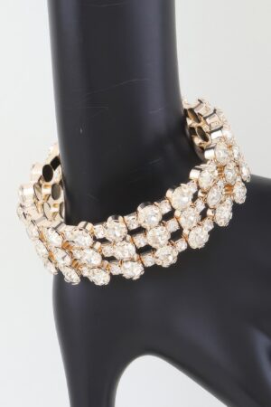 Triple-Row Bejeweled Cuff Bracelet, Gold or Silver