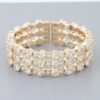 Triple-Row Bejeweled Cuff Bracelet, Gold or Silver