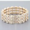 Triple-Row Bejeweled Cuff Bracelet, Gold or Silver