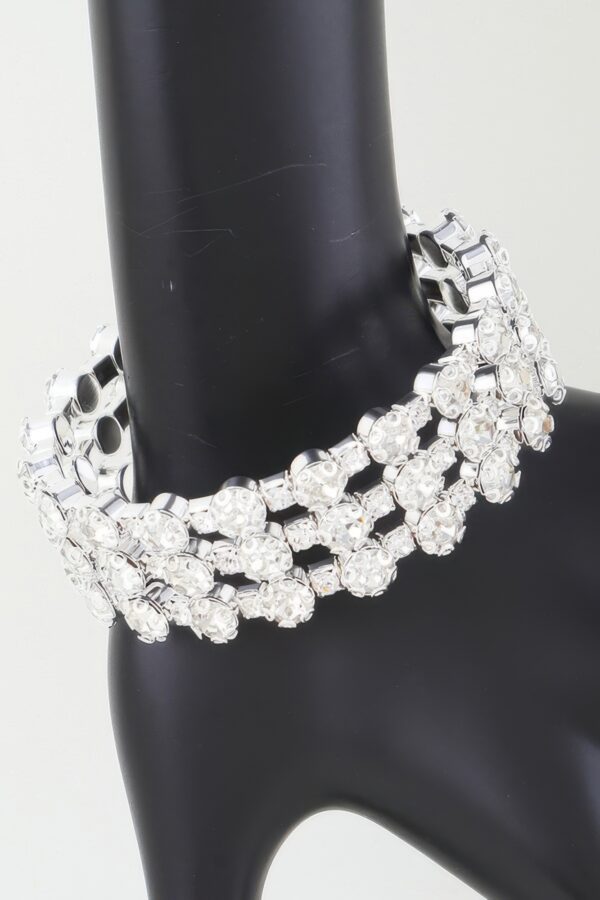 Triple-Row Bejeweled Cuff Bracelet, Gold or Silver