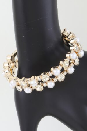 Double Pearl Cuff Bracelet – Open Metal Cuff