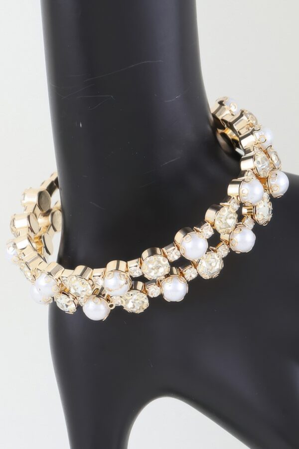 Double Pearl Cuff Bracelet – Open Metal Cuff