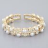 Double Pearl Cuff Bracelet – Open Metal Cuff