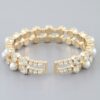Double Pearl Cuff Bracelet – Open Metal Cuff