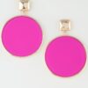 Bright Circle Drop Earrings – Gold Fuchsia & Light Green