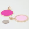 Bright Circle Drop Earrings – Gold Fuchsia & Light Green