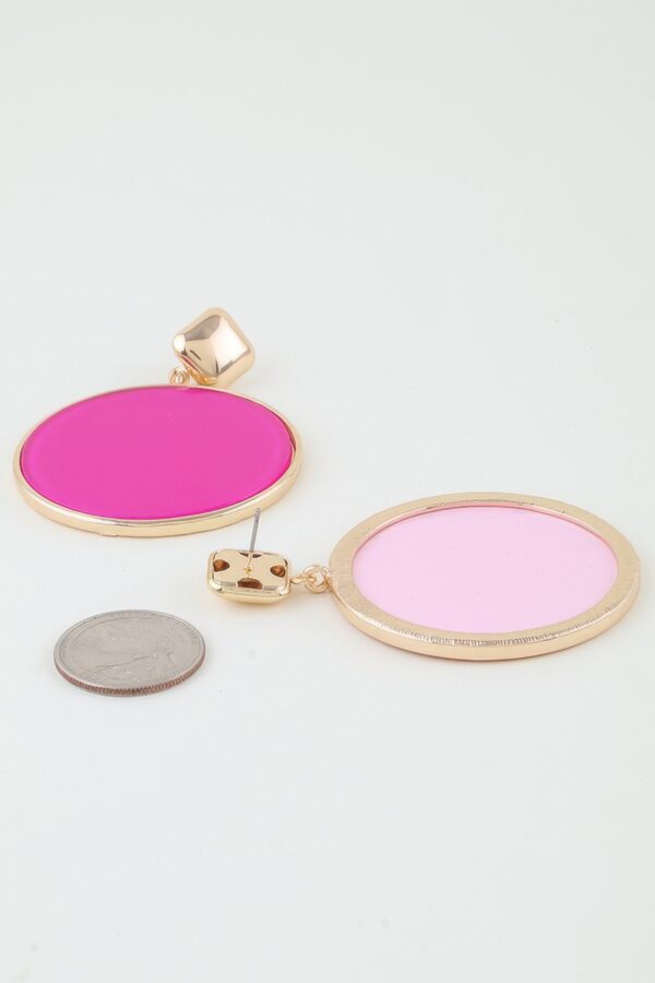 Bright Circle Drop Earrings – Gold Fuchsia & Light Green